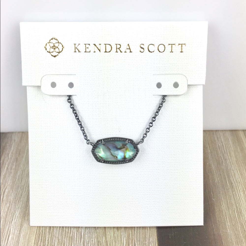 Kendra Scott Elisa abalone gunmetal necklace